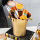 VINOS stainless steel ice bucket ice cube bucket creative large ice bucket commercial bar KTV champagne beer red wine bucket home large ice bucket 5L-gold + ice clip