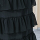 Voa Silk Double crêpe STRAP ROUND COUP DÉCORATIVE MANDE COURT COURTÉE GÉOGRÉTÉ GÉOGRENTE MURBERNE BLACK MURBERNE SOLK LONGE AE826 DARK COMPENIR (B13) M