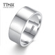 TTMIX platinum ring PT950 smooth plain ring platinum wide face simple men's style or trendy style for boyfriend 15# 9.7-9.9g width about 8.0mm
