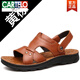 Echte Ledersandalen von Cartelo Herren für den Sommer 2025 Neue lässige Strandschuhe trendige mittlere und ältere Doppelpurpel-Outdoor-Kleidung Vaters Pantoffeln 12129 Brown 44