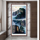画中画 入户玄关装饰画竖版过道山水画风景进门中式壁画走廊尽头挂画 泰山日出-1048 实木框-240*120cm-带有机玻璃