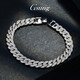 GsunG platinum bracelet men's new luxury inlaid Cuban diamond platinum bracelet men's PT950 horsewhip bracelet men's diamond bracelet about 45 grams 20 cm wide 8mm
