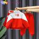 Disney (Disney) children's spring sportswear three-piece set 2025 new male and female baby national fashion spring and autumn fashion Chinese style suit red red flag suit jacket + pants 130 suitable for height 115-125 cm