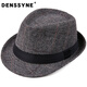 Denssyne Shanghai Beach Hat Men's Spring British Jazz Hat Casual Top Hat British Woolen Middle-aged and Elderly Warm Panama Hat Light Gray (55-58cm)