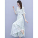 Nukm Summer Mariffon Floral Robe Women's 2025 Nouveau tempérament long du style de style haut de gamme d'été.