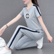 NY-EMMA sports suit for women short-sleeved summer thin high-end fashionable age-reducing cotton casual and fashionable running suit two-piece set 692 orange (trouser suit) XL (recommended 110-125 Jin [Jin equals 0.5 kg])