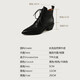 Asacho Top Layer Cowide Speced Toe Dicke Ferse kurze Stiefel für Frauen im Herbst und Winter kurzer Schnür-up britischer High Heel Nacktstiefel Mode Lederstiefel für Frauen Khaki 36