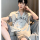 Yu Zhaolin Bingsi Pyjamas für Männer in Sommerdünnen Shorts Shorts Home Clothes für Teenager und Jungen im Sommer großer Größe 25 neuer Stil NSYMK-683-Black- und Weißbärenkopf [Kurzärärmel-Shorts] XL Männer [Empfohlen 130-150jin [Jin gleich 0,5 kg]]