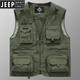 
JEEP SPIRIT Jeep Workwear Vest Men's Spring and Summer New Loose Photography Vest Outdoor Sports Fishing Multi-Pocket Jacket 8818 Khaki 2XL