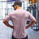 Lutielang Sports Top Short Sleeve T-Shirt Round Neck Slim Fit Quick-Drying Clothing Muscle Training Stretch Breathable Fitness Clothing Summer Pink M
