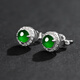Zimuli S925 silver inlaid A-quality jade earrings, ice emperor green jade earrings, gift for girlfriend, round style