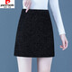 Pierre Cardin Chenille Bright Silk Skirt Women's Autumn and Winter New High Waist Slim Simple Versatile A-Line Short Skirt Hip Cover Black + Safety Pants M 96-105Jin Jin is equal to 0.5 kg