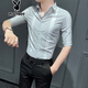 Jasons Camisa blanca hombres de manga corta Summer Seda de seda de seda delgada y hermosa camisa de estilo británico Hombres de moda