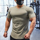 Lutielang tight fitness clothes men's sports short-sleeved round neck quick-drying short-sleeved T-shirt coaching clothes men's muscle training elastic black XXL