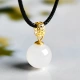 You can ask for jade for Christmas gifts and Hetian jade pendants ladies silver inlaid small apple necklace jade Ping An fruit [type three white jade] round bead Passepartout necklace