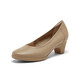 Bata Light Mouth Chaussures célibataires pour les femmes dans le centre commercial d'automne Nouveau Cow Hide Talon Couplage de chaussures simples polyvalentes AQ755CQ4 Couleur d'abricot 38