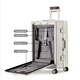 Malura de eman delantera frontal de aluminio trolley estuche de maleta multifuncional de la contraseña de la contraseña de la contraseña de la caja de la capacidad de la gran capacidad de abordaje de la caja de abordaje del cristal negro [espesado incrustado] de 20 pulgadas [USB+ soporte de taza+ gancho lateral]