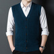 Hengyuanxiang Autumn and Winter Men's 100% Pure Wool Vest Winter V-neck Wool Sweater Sleeveless Knitted Sweater Cardigan DNDS-55607 Minghua Gray XL (175)