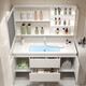 Yumei Youpin Solid Wood Bathroom Cabinet Ceramic Integrated Bathroom Washing Bathroom Cabinet Combination Washing Table Mirror Cabinet Cream Style L16 Hanging Cabinet 80cm Smart Mirror Cabinet + Ceramic Basin