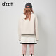 DZZIT short coat autumn and winter retro style silver windbreaker chain button for women white S