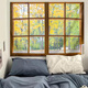 Naturaleza muerta fuera de la ventana del pueblo de Shantoulin, el paisaje falso de la ventana de la ventana de fondo decoración del lado de la cama de la cama de la sala de cables de la sala del tapiz de la pared del dormitorio del dormitorio 3884 colección de estilo horizontal de tela de terciopelo de alta definición 75 altura 95 cm (solo para la instalación)