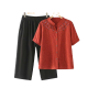 Langshe Fat Mom Summer Summer Manga Short Algody y líneas Conjunto de talla grande Jin [Jin equivale a 0.5 kg] Camisa de cárdigan de mediana edad y ancianos Mujeres sueltas de dos piezas Top + pantalones [2601#] 3xl recomendado 120-140 Jin [Jin equivale a 0.5 kg]