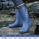 
G LUXOME rain boots men's high-tube waterproof shoes non-slip outdoor fishing overshoes thickened water boots wear-resistant silicone shoes rain boots [regular] blue printed bouquet mouth + cylinder height 39CM 41 [foot length 25.5]