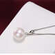 Shixi seawater black pearl pendant natural Tahitian powder 925 perfect round bright light clavicle necklace mother gift