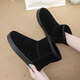 Snow boots for women in winter flat sole mid-tube women's boots plus velvet thickened bread shoes versatile warm cotton boots for women black 37