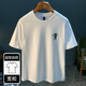 Romon high-end light luxury trendy brand short-sleeved T-shirt for men 2025 summer new round neck half-sleeved printed loose T-shirt top 9906 white T-shirt + 302 black T-shirt M