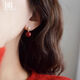 DAISY DREAM Liu Yifei's same style red pearl earrings for women, light luxury, high-end temperament, atmospheric earrings, silver needles, versatile ear jewelry, red pearl earrings, 925 silver needles
