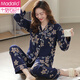 Modal pajamas for women in spring and autumn pure cotton long-sleeved middle-aged mothers women's home clothes 2025 new autumn large-size set X9215 3XL (180)