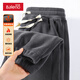Baleno polar fleece pants men's autumn and winter new double-sided velvet thickened sweatpants men's loose leggings sweatpants official medium gray #solid color M