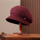 布塔新款贝雷帽女秋冬韩版小香风复古百搭英伦黑色帽子显脸小保暖帽子 酒红色