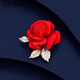 Coriander red rose brooch for women, light luxury, temperament corsage, suit sweater pin, trendy holiday gift, red lily 004 A11-202