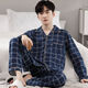 Pajamas de hombres modales para mangas de algodón puro de primavera y otoño de algodón largo de gran tamaño, otoño delgado e invierno, se pueden usar ropa de ropa para el hogar.