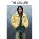 
THE SEA LIFE Trendy and cool short down jacket PU leather jacket for women's winter W13701 Black Mage S
