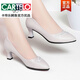 Cartelo 2025 printemps et automne Nouveau en cuir authentique Solie douce Chaussures simples chaussures en cuir féminine bouche haute talons hauts