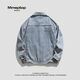 
MMOPTOP denim jacket trendy men's spring and autumn lapel retro work jacket loose casual top JK826 blue XL
