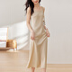 Shangdubila summer temperament V-neck commuting suspender dress with high-end shiny sexy pure and pure skirt Champagne color L