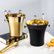VINOS stainless steel ice bucket ice cube bucket creative large ice bucket commercial bar KTV champagne beer red wine bucket home large ice bucket 5L-gold + ice clip