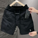Lingkaqi Summer Men's Pocket Zipper Working Shorts Men's 2024 All-match Loose Quick Dry Sports and Leisure Five-Pin Beach Pants Black 23 Surface Zipper - Nylon Fabric 2XL Recommended 140-160Jin [Jin equals 0.5 kg]