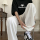 BAA AND BAA draped pants men's spring and summer trendy brand loose straight wide-leg pants 2025 new men's casual ice silk trousers black C138-OPX 2XL [Suggested 140-160Jin [Jin equals 0.5 kg]]