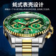 European Pinke Swiss Certified Brand Green Water Ghost Volle automatische mechanische Uhrenbeobachtung leuchtend wasserdichte wasserdichte Geschenke für Freund Männer Uhr OUPKE-3271-STEEL GREEN GREEN