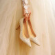 
ROSE CASTLE wedding shoes Gradient crystal wedding shoes for women adult dress high heels main wedding dress daily Galaxy Platinum (5.5cm) R6627 37