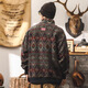 
Jeanswest 560g heavy ethnic style cardigan jacket men's autumn and winter style thickened large size retro jacquard knitted cardigan sweater red [560g heavy] L suitable for 125-145Jin [Jin equals 0.5 kg]