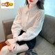 
First-diameter embroidered cotton shirt for women 2025 autumn new fashion embroidered white shirt loose versatile long-sleeved top CY9227 Black S [Suggested 75-95Jin [Jin equals 0.5 kg]]