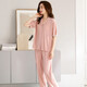 Langsha Pajamas (Langsha) Pantalage de coton modal de printemps pour femmes Vêtements de maison à manches courtes pour la mère de la mère Mère Mother Cardigan Loose Uster uster 723 Rose clair M [155-162 cm / 80-105jin [Jin est égal à 0,5 kg]]]]