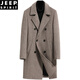 Jeep Spirit Herbst und Winter Einseitiger Kaschmirmantel für Männer mit mittlerer Länge warme Jugendliche verdickte Windbreaker Woll Wollmantel Herrenmantel Trendy Double Breasted Fischgröße Graues Nylonfutter L (100-125jin [Jin gleich 0,5 kg]))