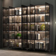 Puerta de vidrio de estantería de Zaitang Luz moderna Gabinete de exhibición de gabinete a prueba de polvo de lujo con puertas y almacenamiento de gabinete de soporte Combinación de gabinete estrecho Gabinete 120*30*15844 Vidrículas grises de marco negro